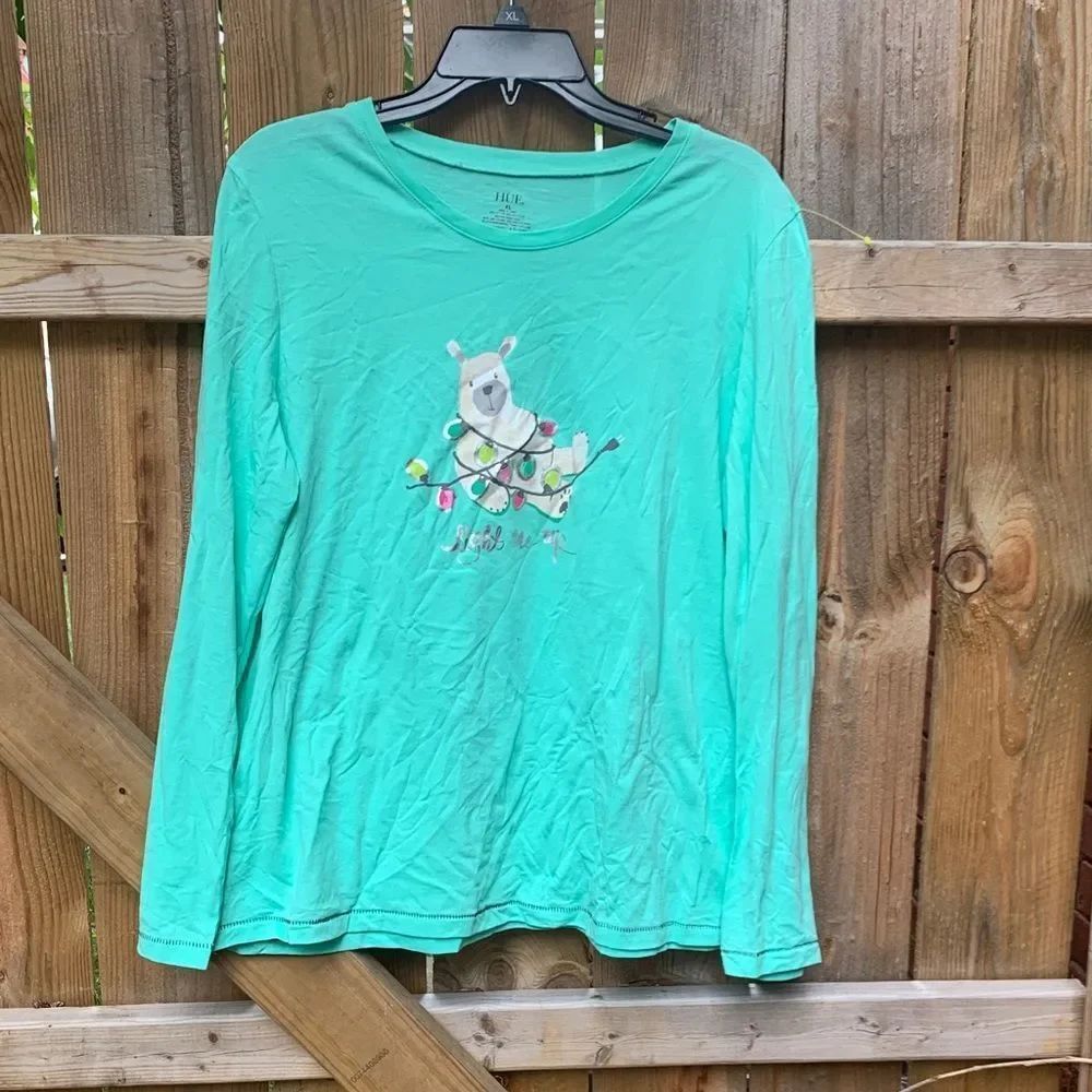 HUE Aqua Llama Long Sleeve Tee